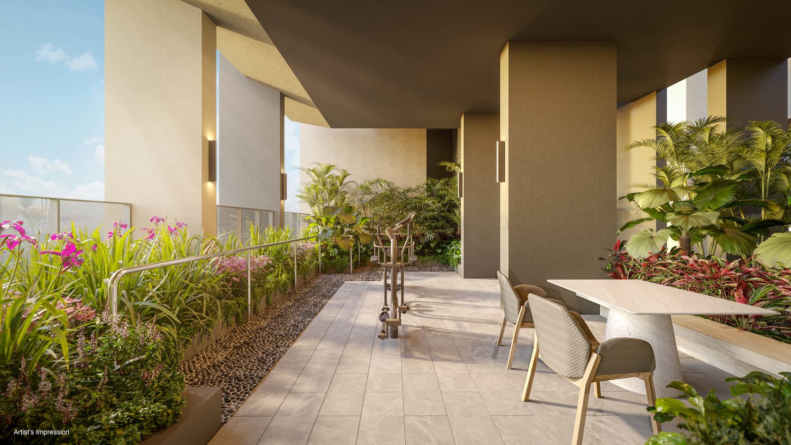 Garden walk with seating, artist's impression