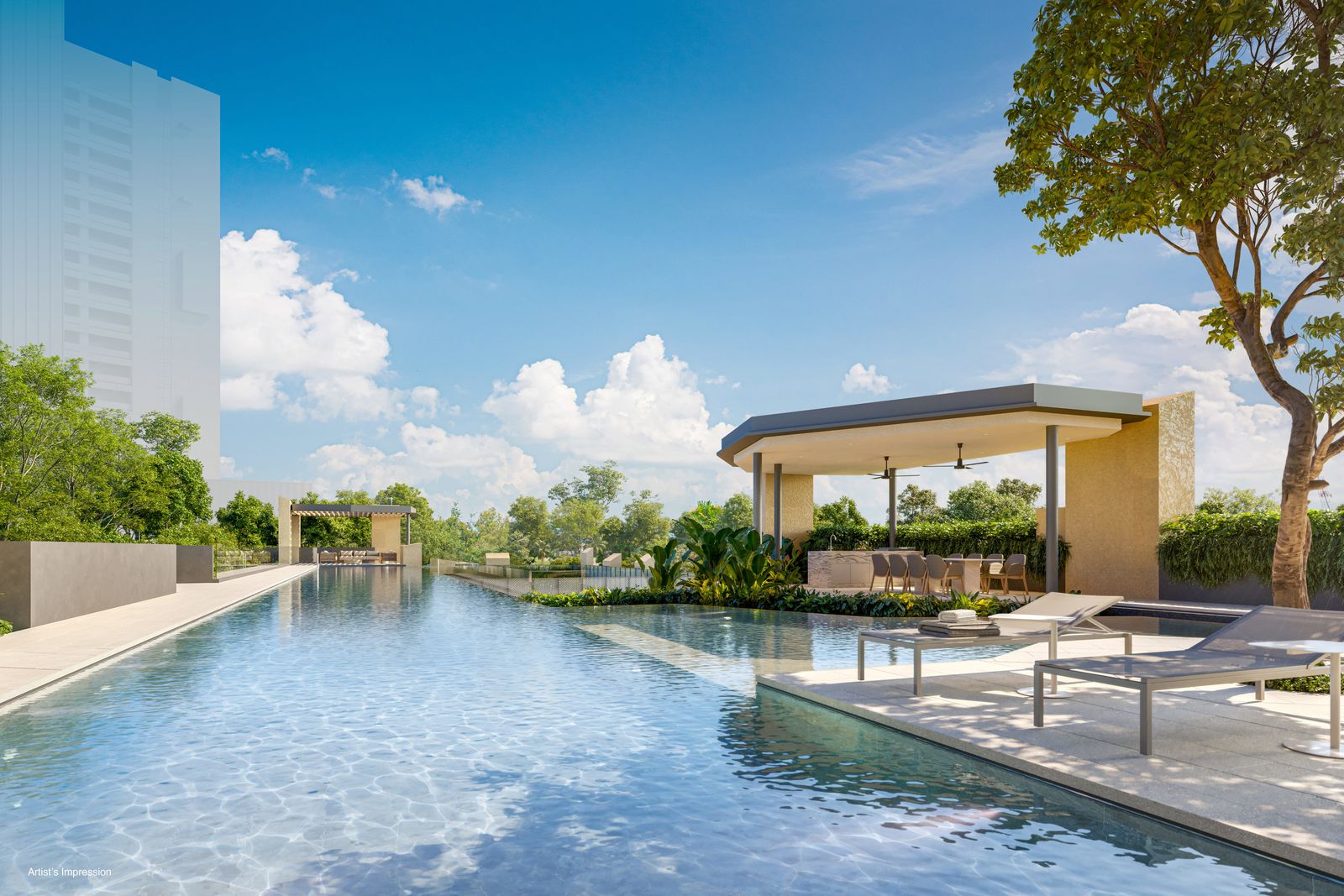 50m lap pool with a poolside pavilion, artist's impression