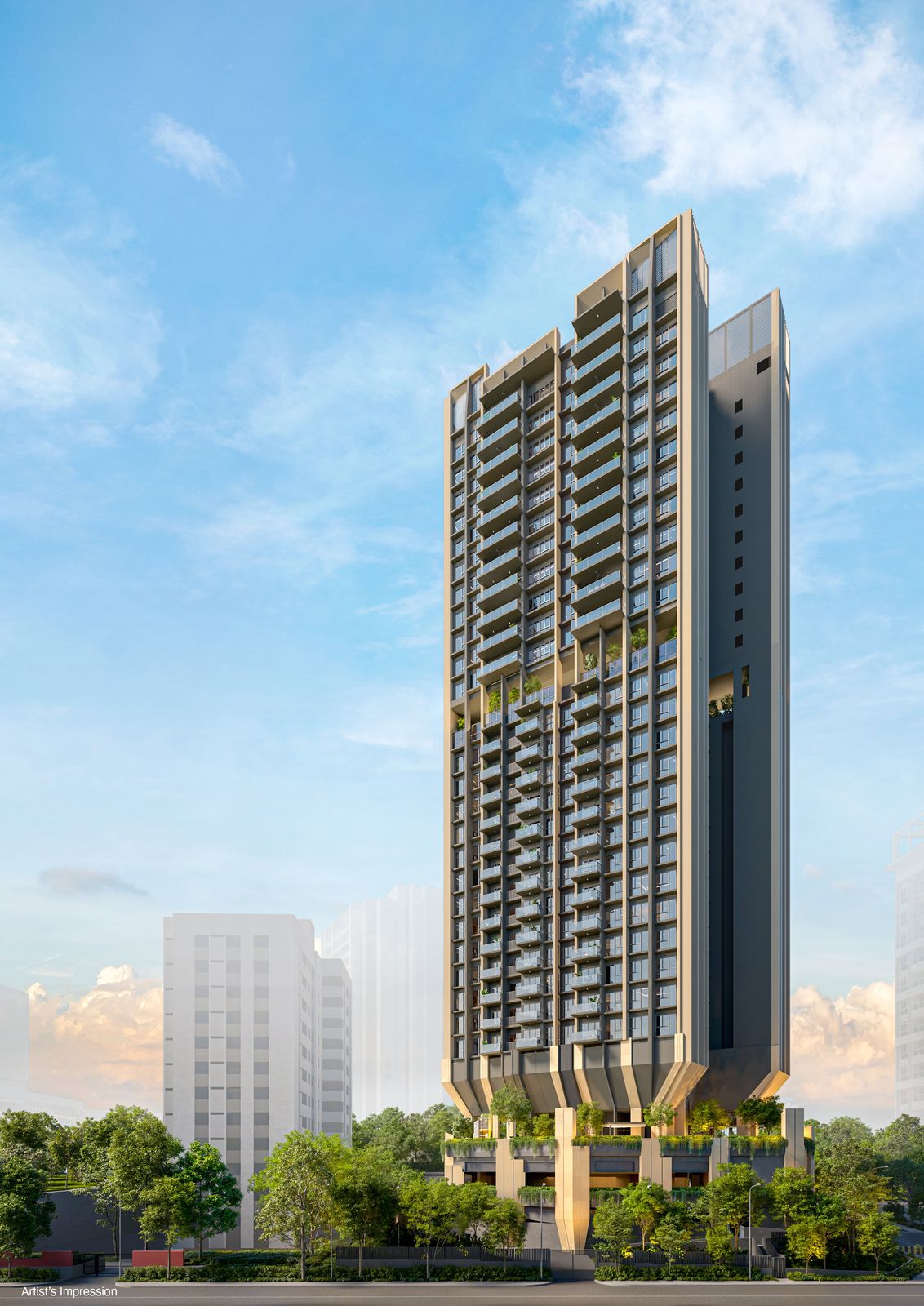 Tower seen against the sky, artist's impression